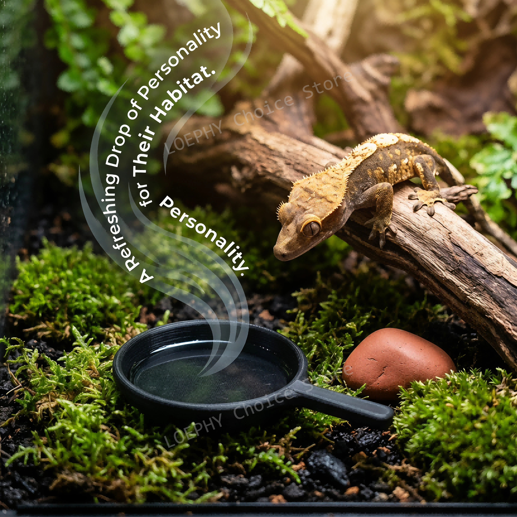 Funny Frying Pan Design Gecko  - Water Dish Reptile avis et prix