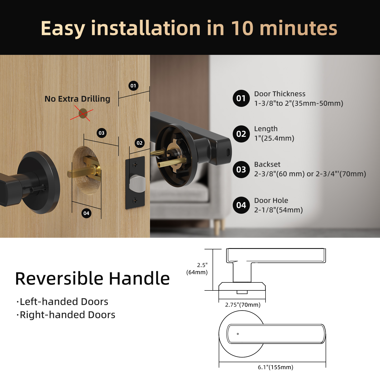 Viladepot Handle Shaped Smart  - Glass Door Hinge avis et prix