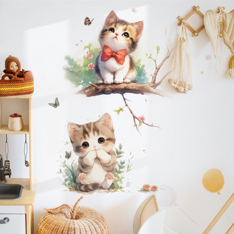 Kawaii Pastel Cat & Butterfly  - Pvc Panel Background avis et prix