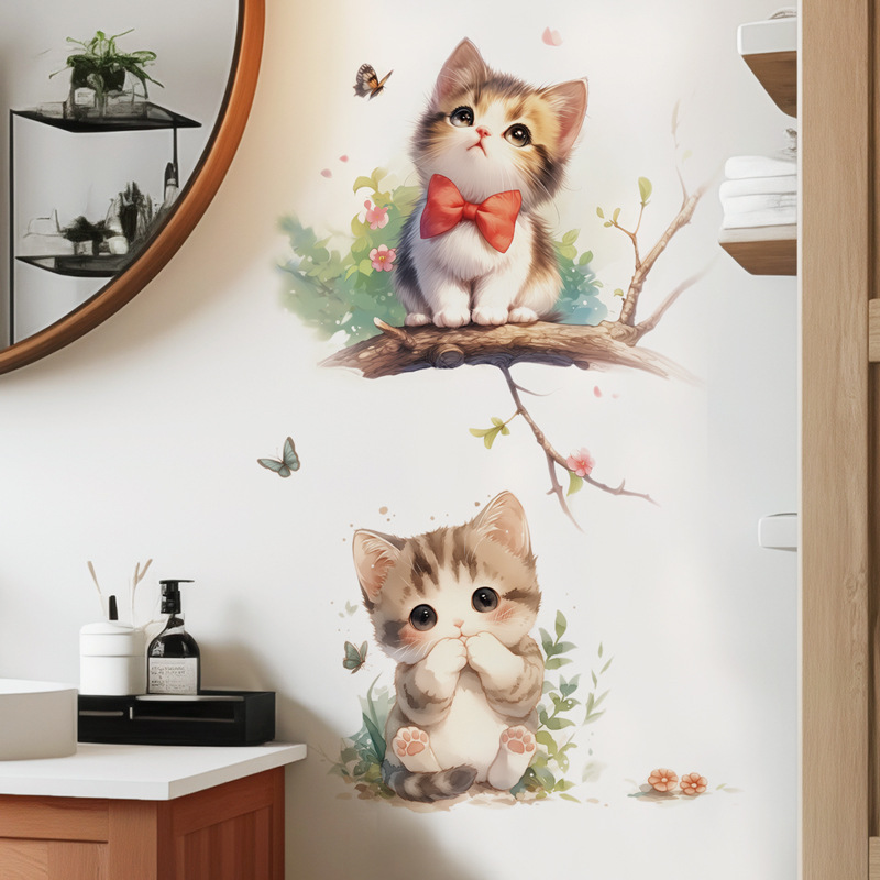 Kawaii Pastel Cat & Butterfly  - Pvc Panel Background avis et prix